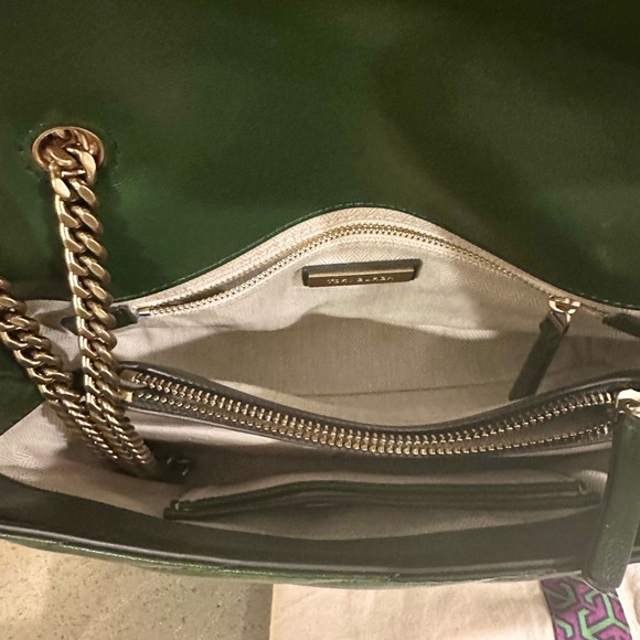 Tory Burch Kira Chevron Convertible Shoulder Bag in Green / Sycamore - Picture 13 of 14